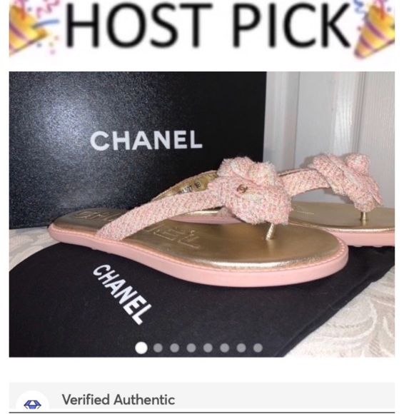 CHANEL Shoes - **SOLD**Chanel Camelia Tweed Thong Sandals